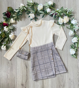 girls dress and bav set brown 