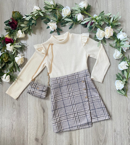 girls dress and bav set brown 
