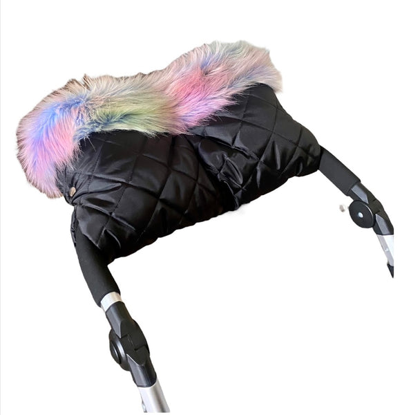 Luxury Faux Fur Pram Hood Trim/Handmuff - Sherbert