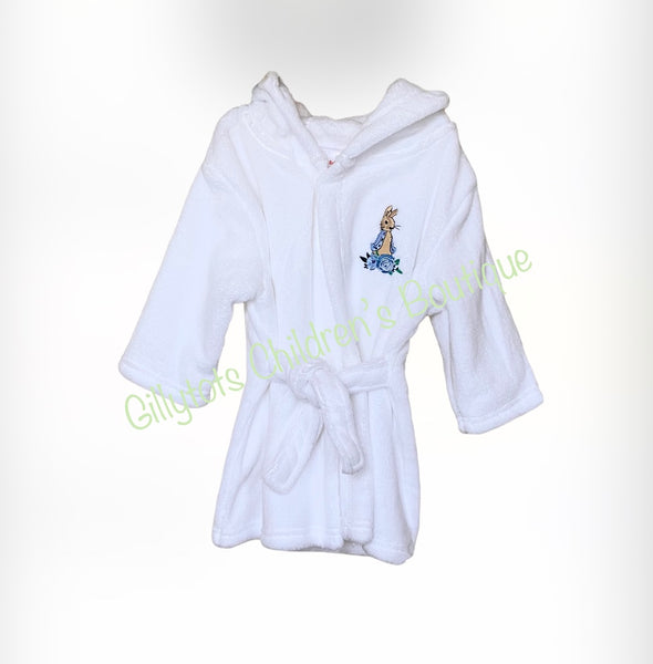 peter rabbit soft fleece dressing gown nightcoat robe white soft fleece peter rabbit baby clothes 
