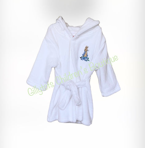 peter rabbit soft fleece dressing gown nightcoat robe white soft fleece peter rabbit baby clothes 
