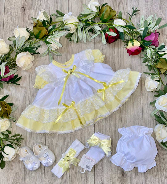 Gillytots Baby Girls Lemon Frilly Dress