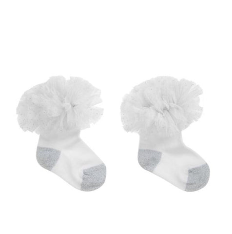 Beau Kid Silver and White Tutu Socks