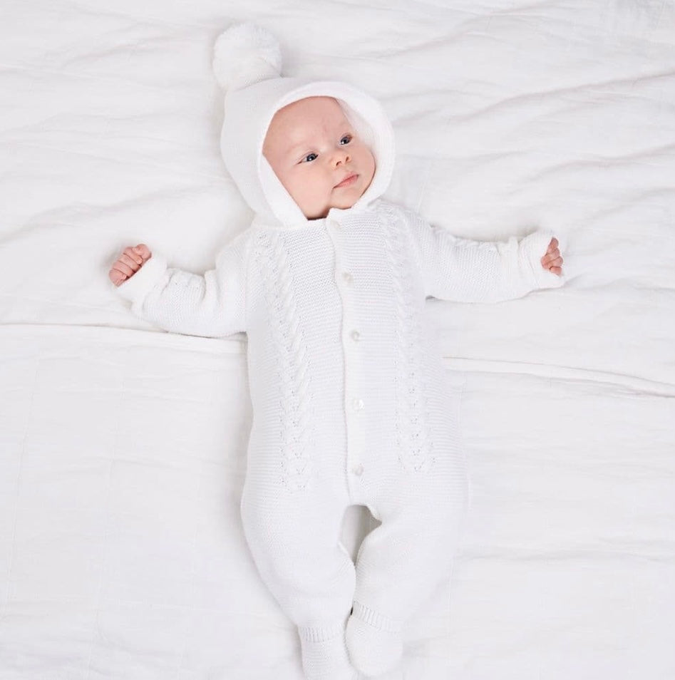 unisex dandelion all in one pram suit knitted knitwear gillytots childrens boutique 
