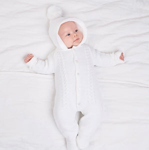 unisex dandelion all in one pram suit knitted knitwear gillytots childrens boutique 