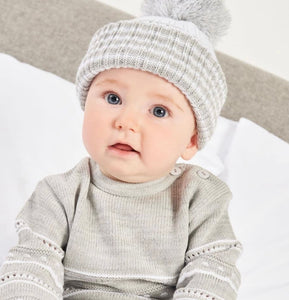 dandelion baby unisex grey knitted bobble hat 