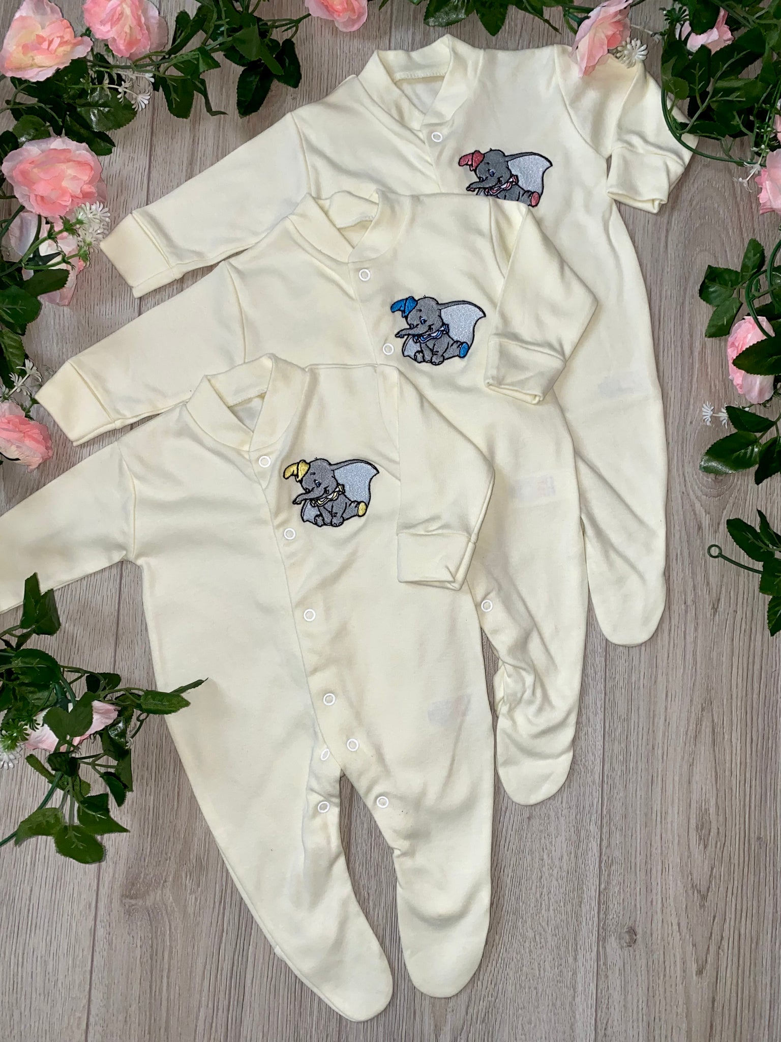 baby girls baby boys dumbo all in one lemon babygrow 