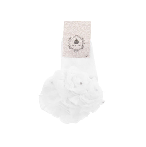 tutu rose bud ankle socks ivory gems attached tutu socks beau kid gillytots childrens boutique