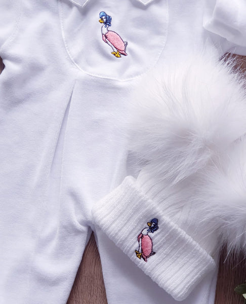 Jemima Puddleduck All in One BabyGrow - White