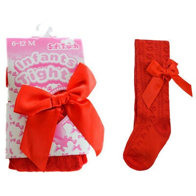 soft touch infant baby girls red bow tights winter 
