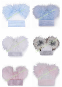 Personalised First Size luxury Fur Double Pom Hat