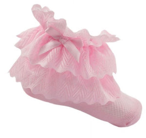 pink baby girls zigzag lace ankle socks soft touch 