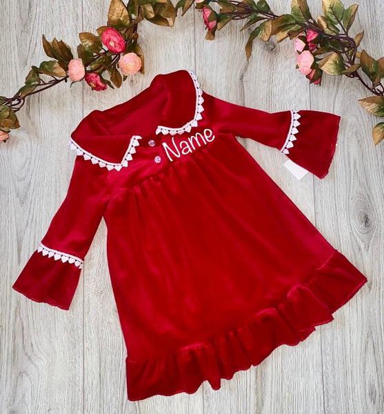 Soft Velour Girls Nightwear Dress