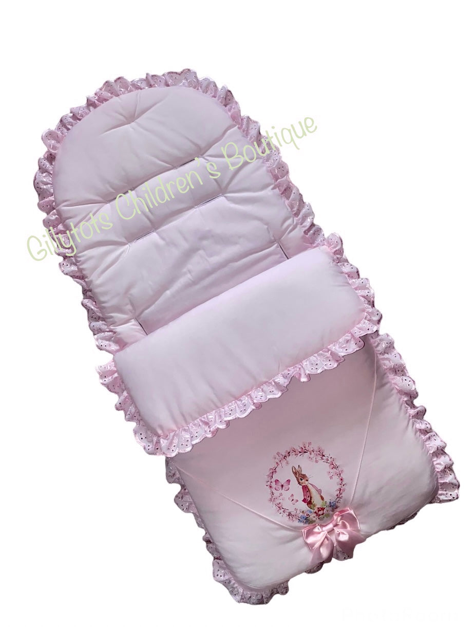 flopsy bunny rabbit pink pram cover footmuff cosy toes cosytoes 