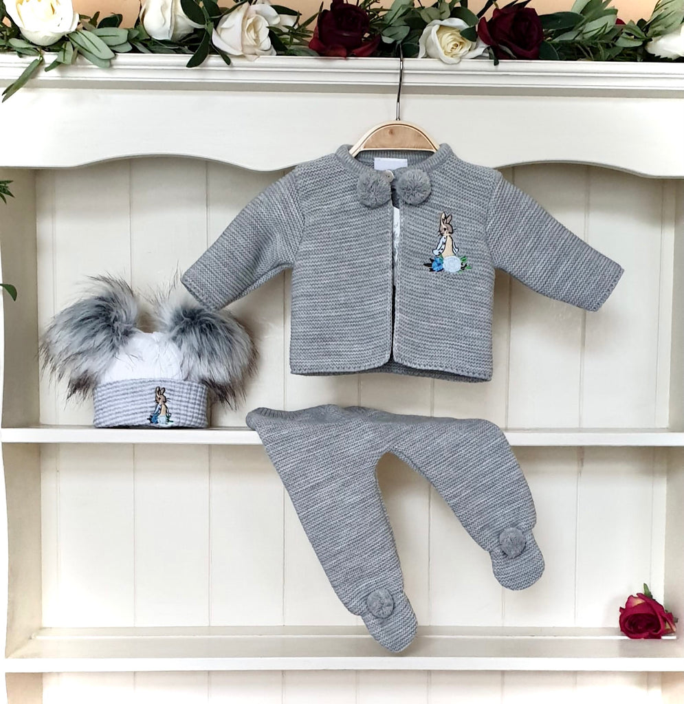 Peter Rabbit Pom Pom Outfit Grey