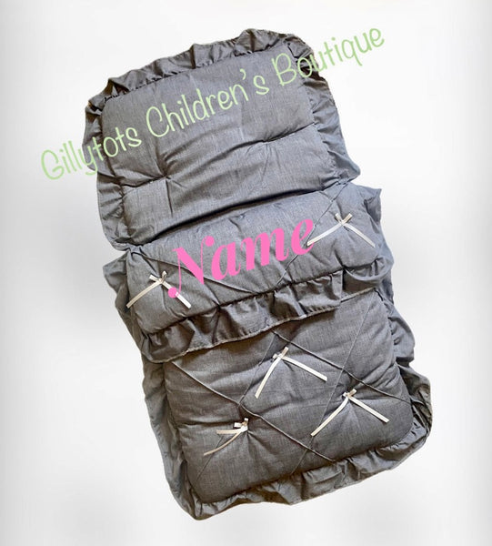 Grey Padded Pram Footmuff Cosy Toes