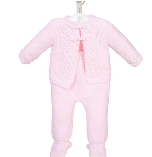 Dandelion Cable Knit Two Piece Outfit - Pink