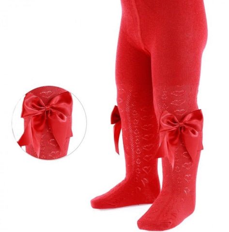 Soft Touch Infant Red Bow Tights