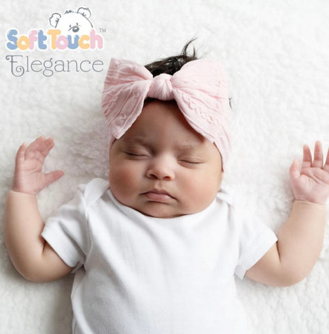 Baby Girls Pink Cable Headband with big Bow