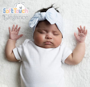 Baby Girls baby blue Cable Headband with  big Bow