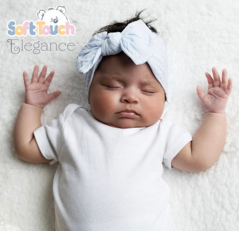 Baby Girls baby blue Cable Headband with  big Bow