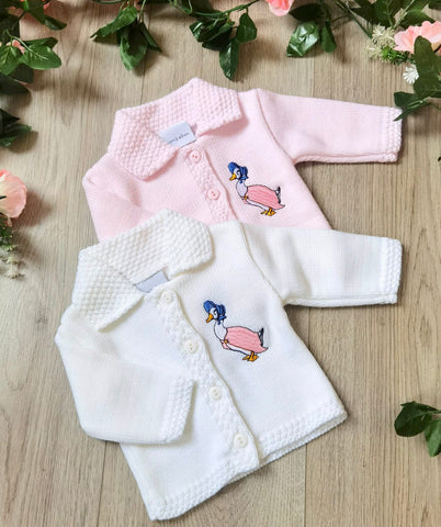 Dandelion beatrix potter Jemima Puddleduck Baby Girls Cardigan - White