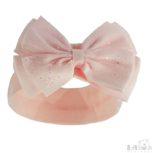 Soft Touch Plain Headband with Glitter Bow - Rose Gold