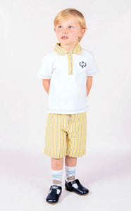 beau kid boys lemon easter top and short set yellow