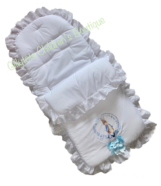peter rabbit pram blanket footmuff cosytoes cosy toes white frilly rabbit beatrix potter 