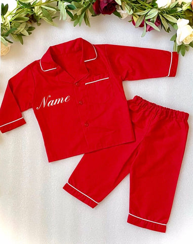 personlised pj pjs pyjarmas pyjamas nightwear red christmas 