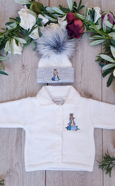 Peter Rabbit Baby Boys Cardigan- White