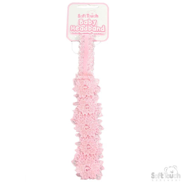 Baby Girls Pink Floral Lace Headband