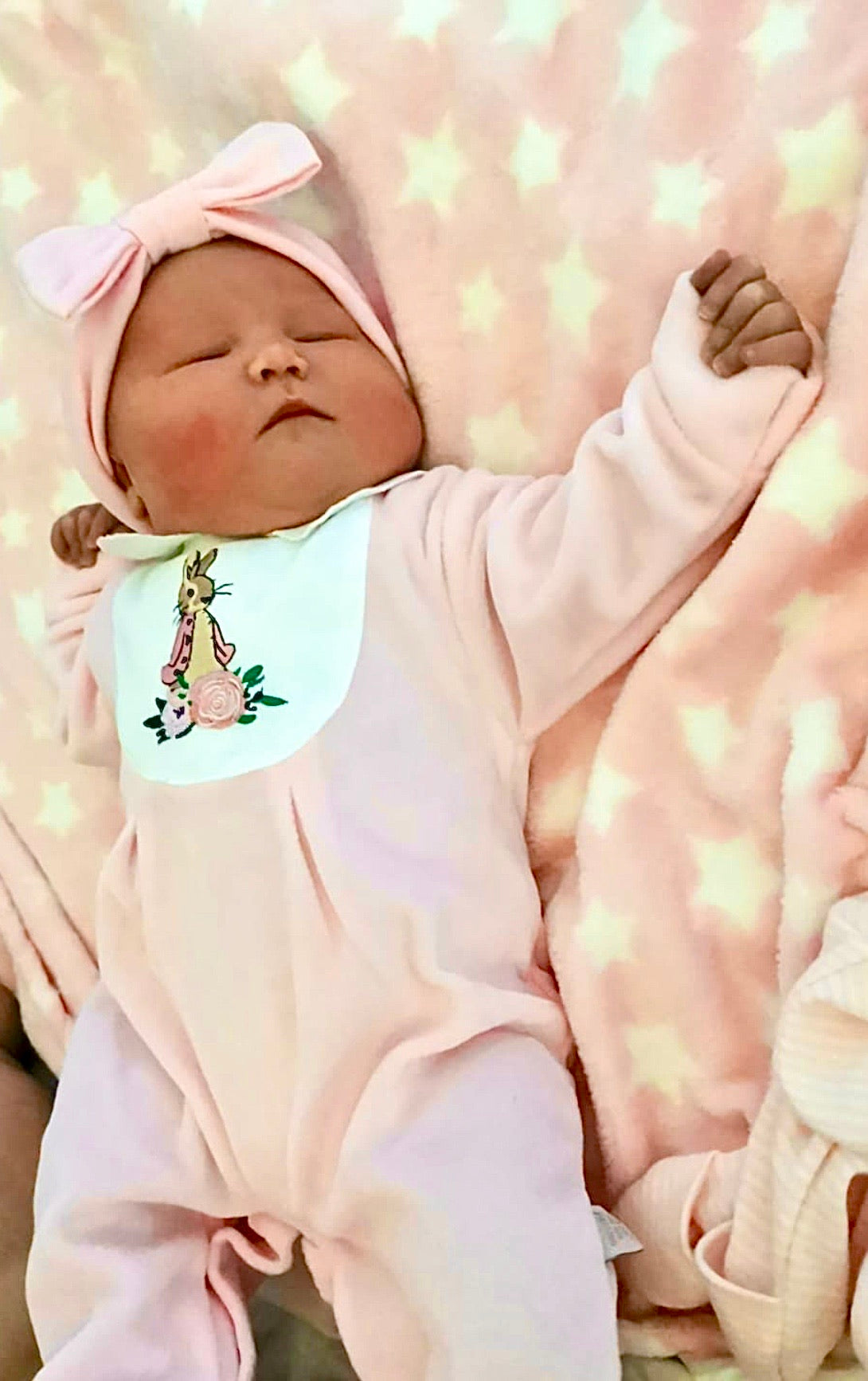 Flopsy Bunny Velour Babygrow - Pink