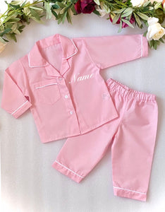 pink baby girls personalised pyjamas 