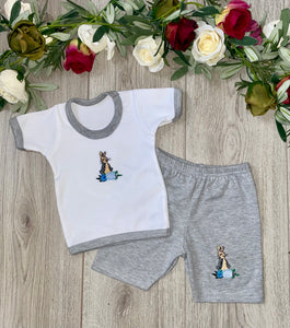peter rabbit grey beatrix potter bunny rabbit summer top and shorts set gray top and shorts set 