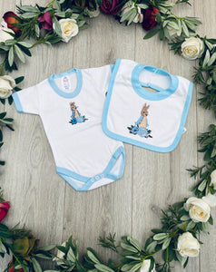 peter rabbit beatrix potter vest bib blue trim beatrix potter