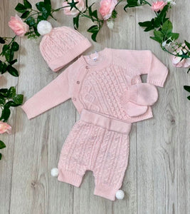 cable knitted knit wear outfit pink baby set baby girls soft knitted outfit 