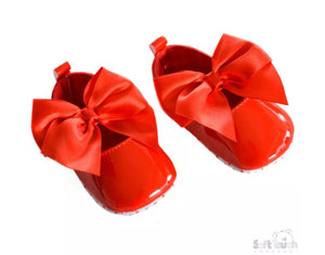 soft touch baby soft sole pram shoes red bow