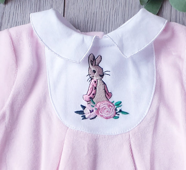 Flopsy Bunny Velour Babygrow - Pink
