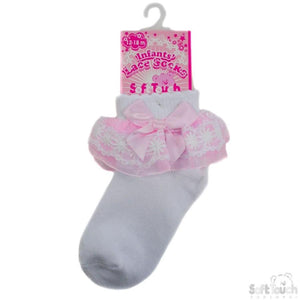 pink frilly baby girls soft touch socks 