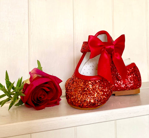 mary jane couch tot shimmer side bow shoes shoe hard sole christmas shoes 