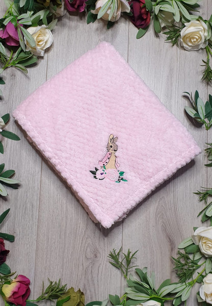soft fleece blanket pink flopsy bunny beatrix potter 