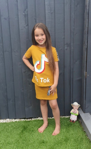 Girls Top and Skirt Set - Mustard