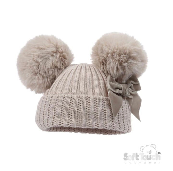 Baby Girls Fluffy Pom Hats with Pretty Bow