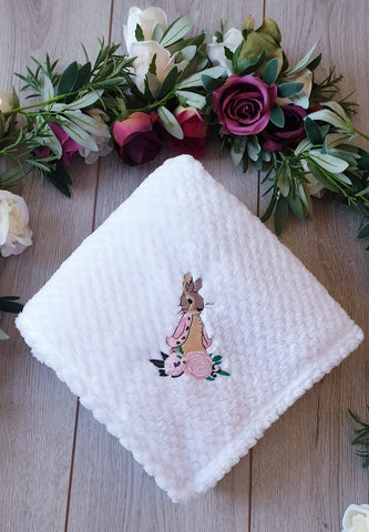 Flopsy Bunny Soft Feel Fleece Blanket - White