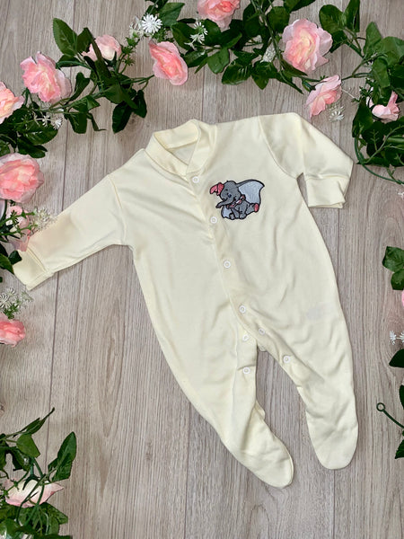Gillytots Dumbo Elephant All in One Lemon BabyGrow