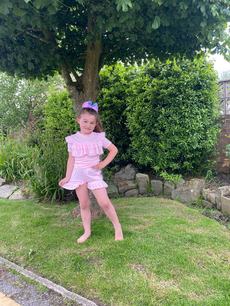 Girls Frilly Top and Shorts Set - Pink