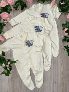 all in one baby elephant dumbo babygrow lemon 