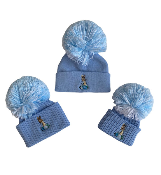 Peter Rabbit Baby Boys wool single Pom Hat - Blue