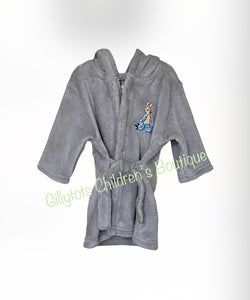 peter rabbit soft fleece grey nightwear nightcoat dressing gown robe peter rabbit baby clothes 